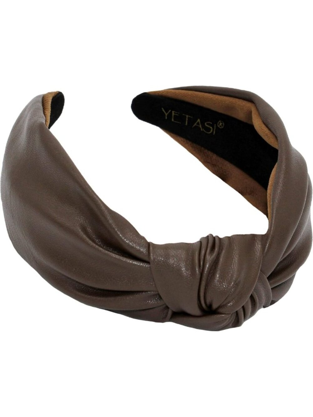 Chic Dark Brown Faux Leather Knotted Headband for Women | Stylish Top Knot